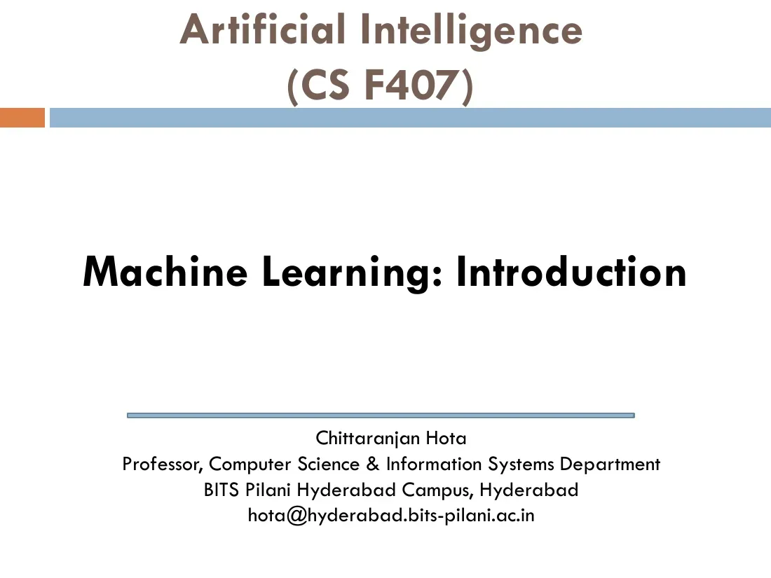 Machine Learning Comprehensive Introduction (Giới thiệu về Học máy) - Chittaranjan Hota