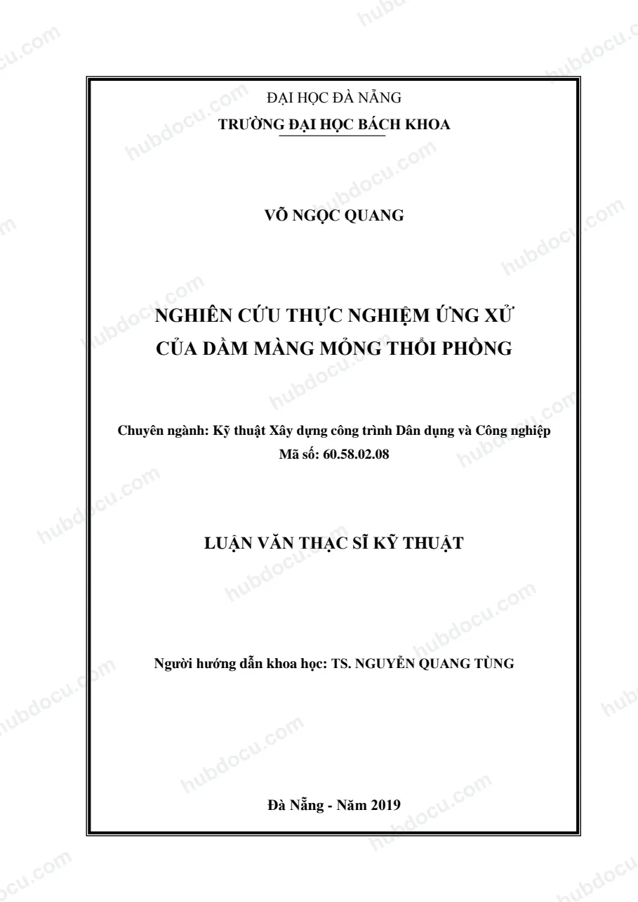 Luận văn thạc sĩ_ Nghiên cứu thực nghiệm ứng xử của dầm màng mỏng thổi phồng