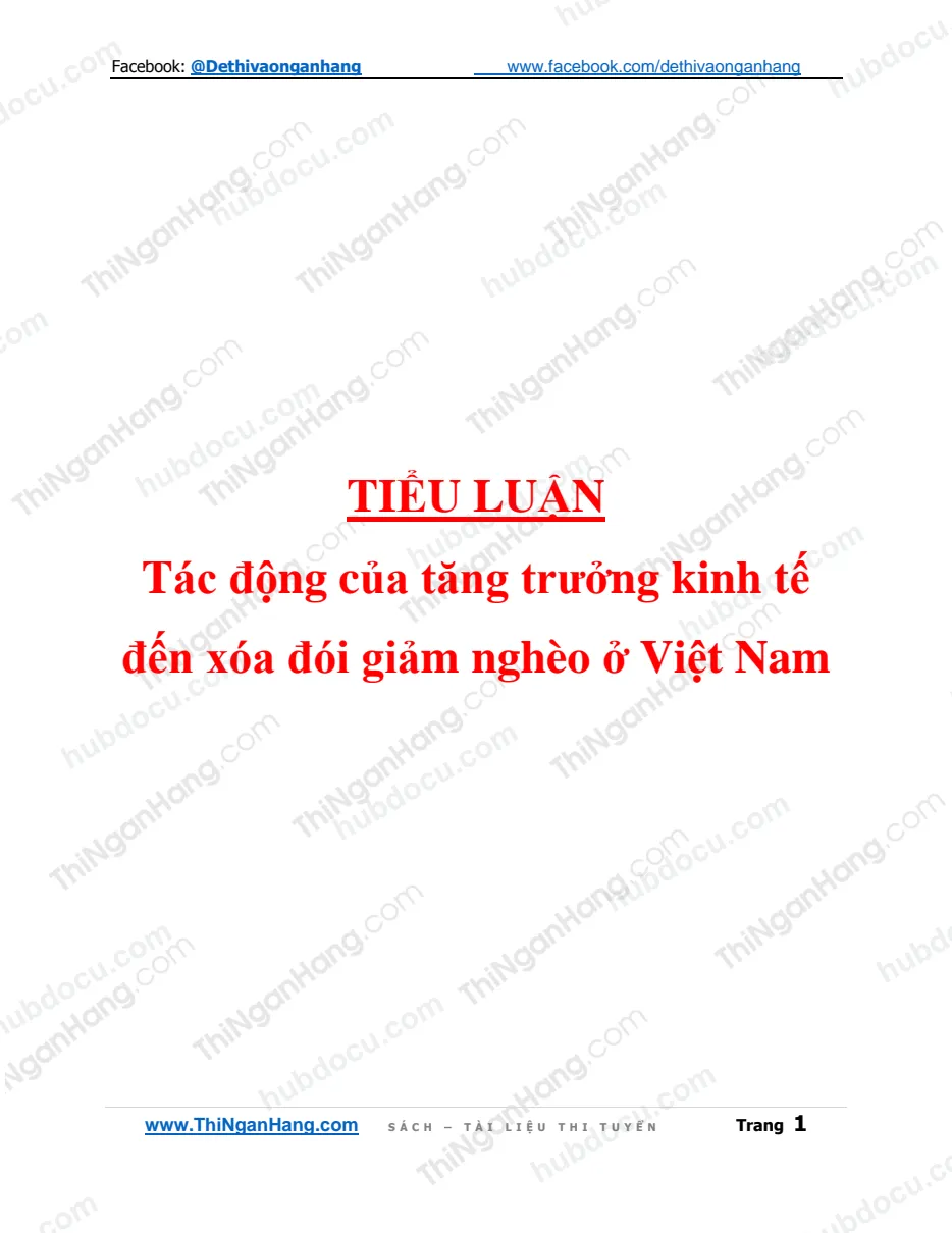 Tiểu luận - Tác động của tăng trưởng kinh tế đến xóa đói giảm nghèo ở Việt Nam