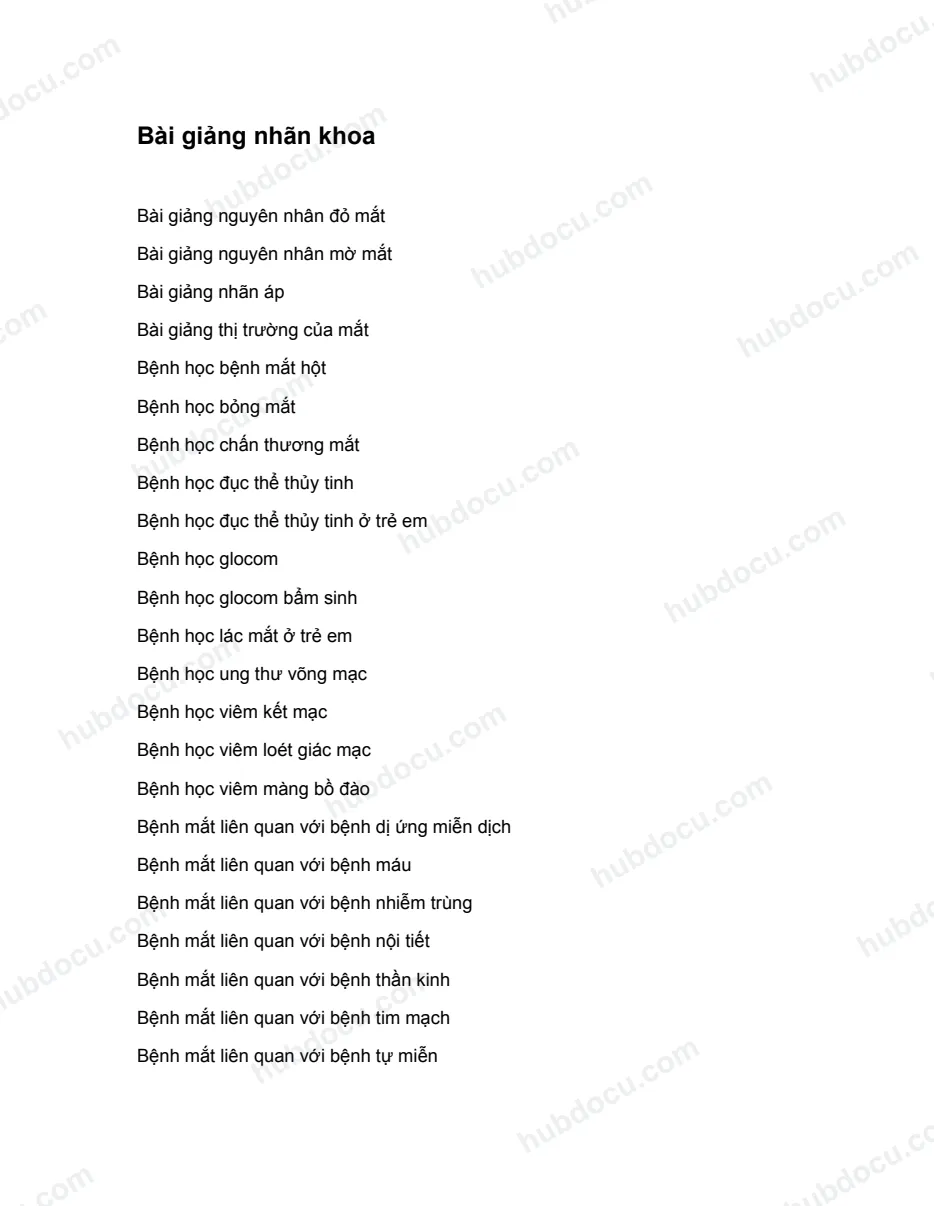 Bài Giảng Nhãn Khoa Full