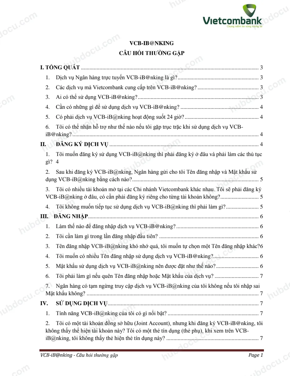 Câu hỏi thường gặp VCB-iB@nking (Vietcombank ibanking)
