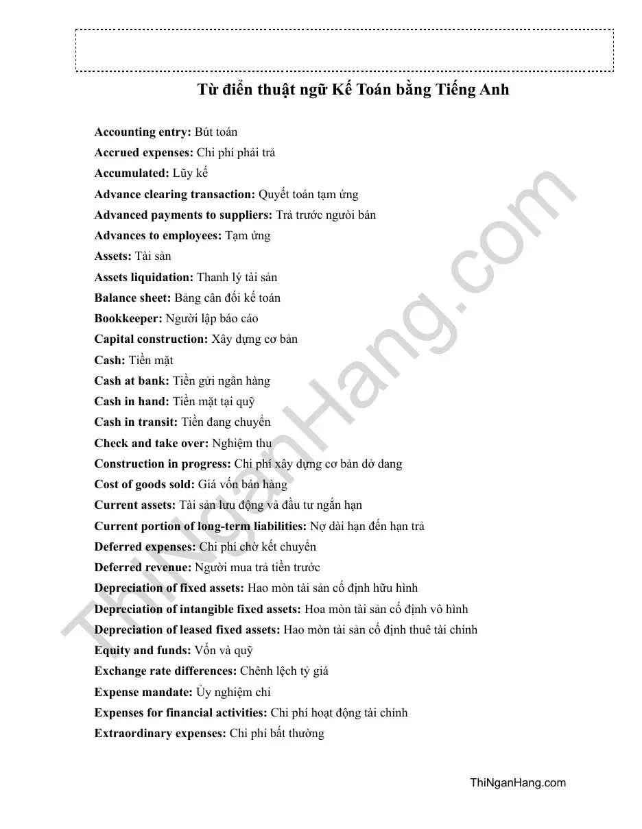 Accounting Terminology Dictionary