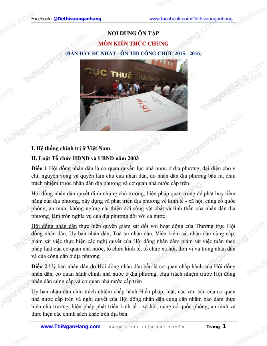 Thi công chức 2015-2016 - Nội dung ôn tập môn Kiến thức chung (Bản Full)