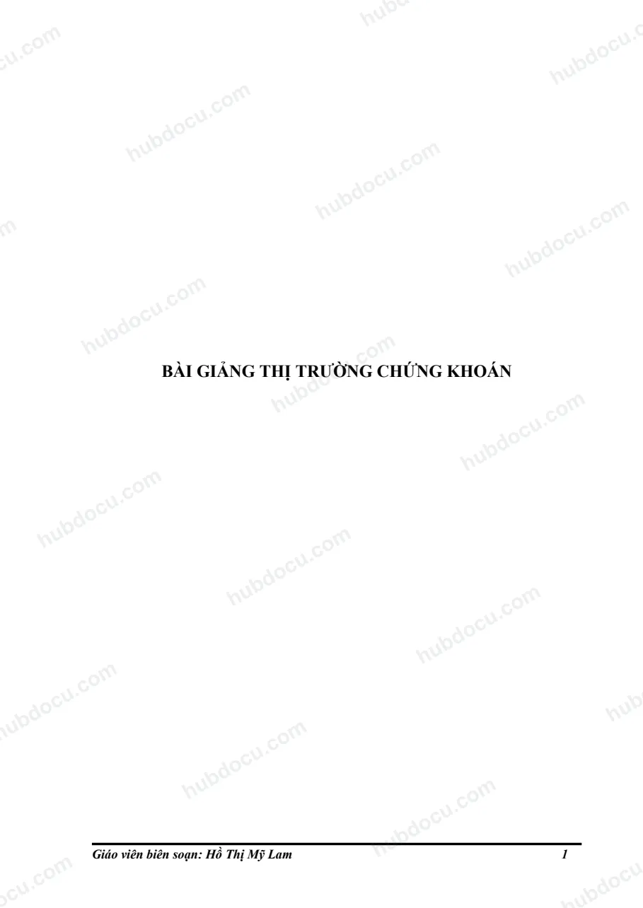 Bài giảng thị trường chứng khoán
