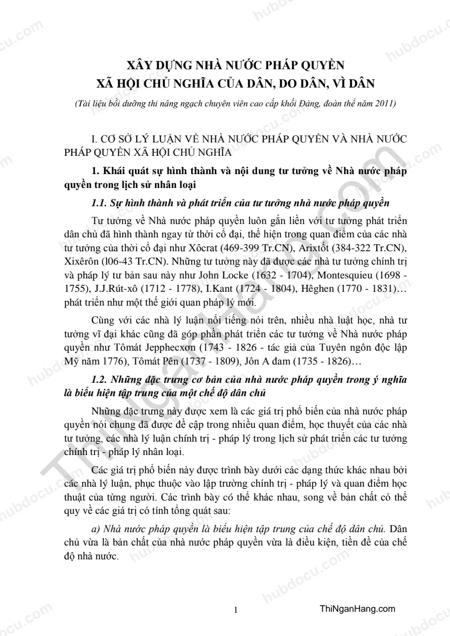Ôn thi Công chức - 3. Xây dựng Nhà nước pháp quyền do dân vì dân (Ngạch Chuyên viên)