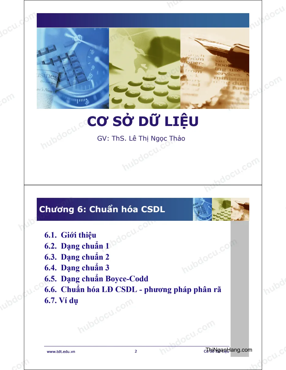 Slide bài giảng phần chuẩn hóa cơ sở dữ liệu - Chapter 6