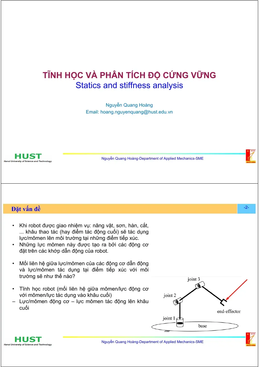 Statics and stiffness analysis - Nguyễn Quang Hoàng