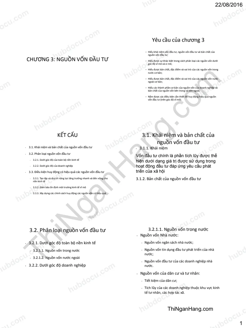 Slide chương 3 Kinh tế đầu tư: Nguồn vốn đầu tư