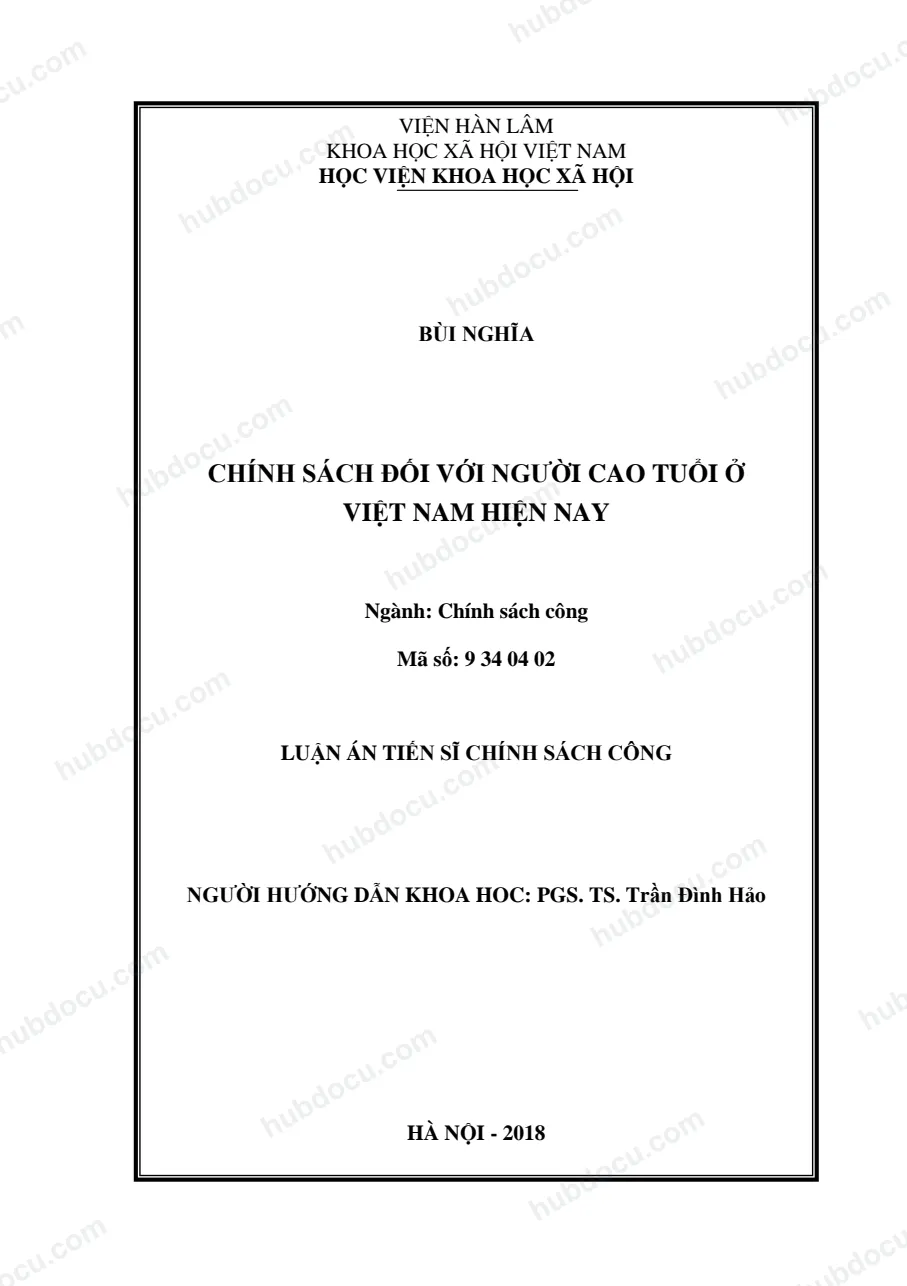 Luận án tiến sĩ Chính sách công_ Chính sách đối với người cao tuổi ở Việt Nam hiện nay