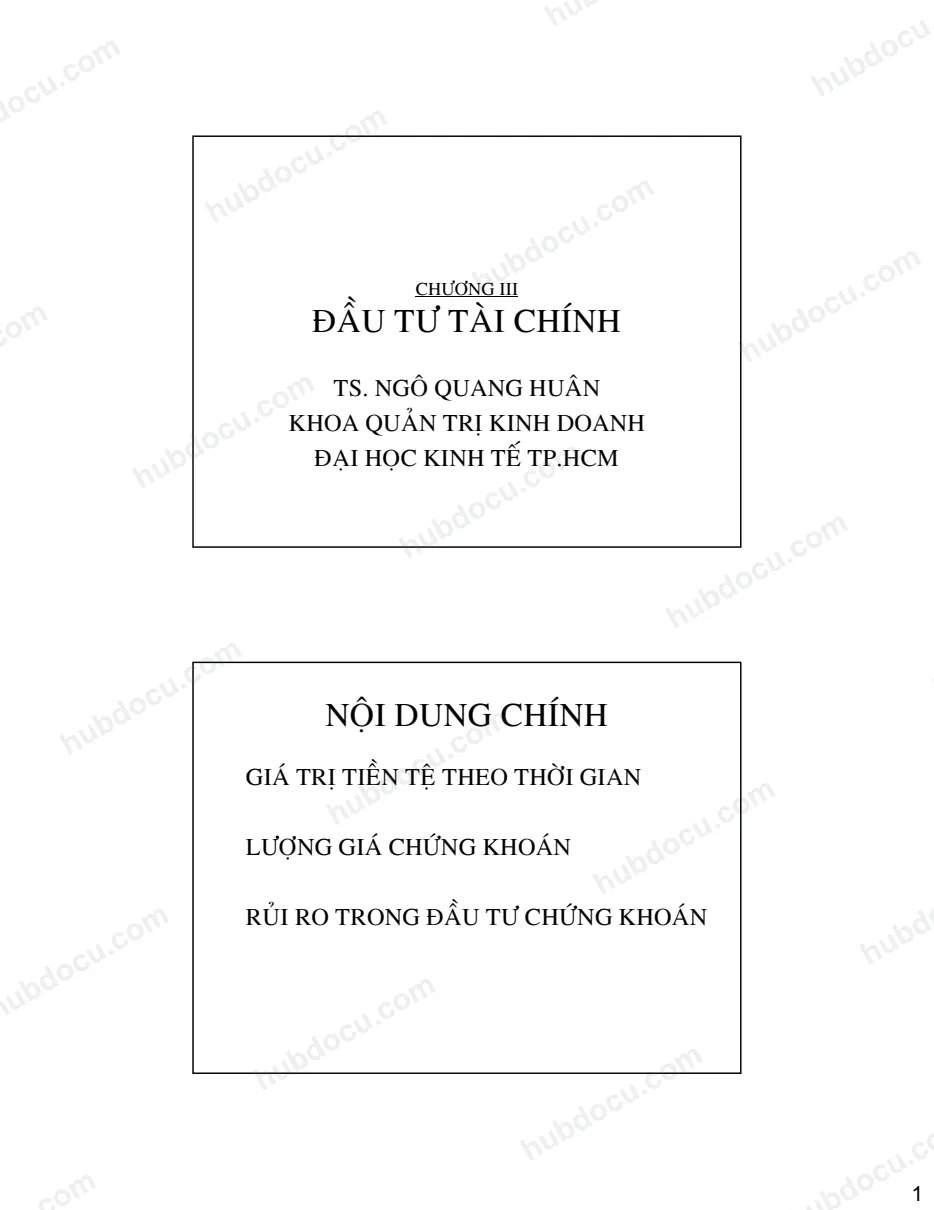 Bài giảng Đầu tư tài chính - Ngô Quang Huân