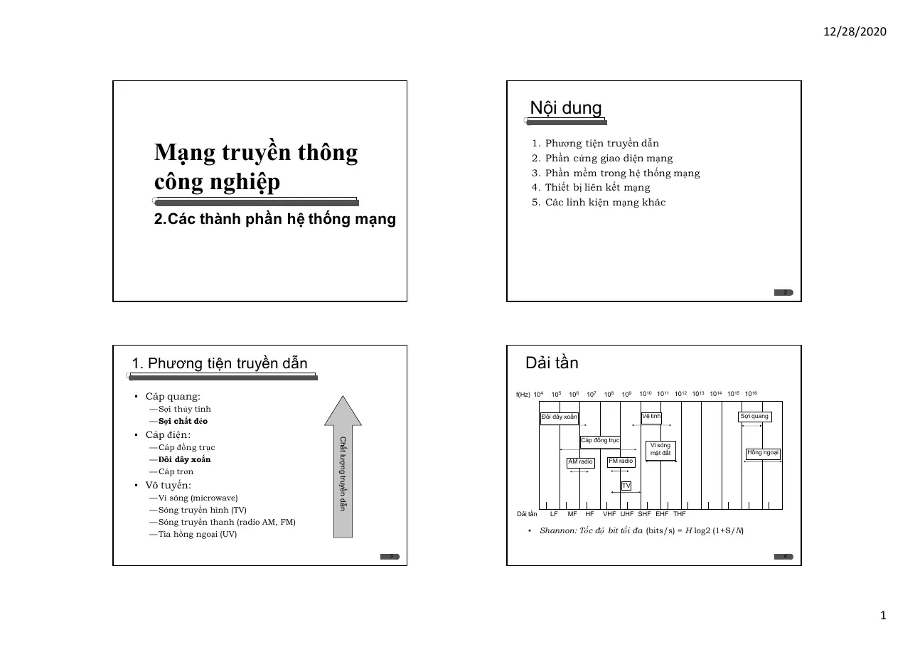 Các thành phần hệ thống mạng - Mạng truyền thông công nghiệp (2)