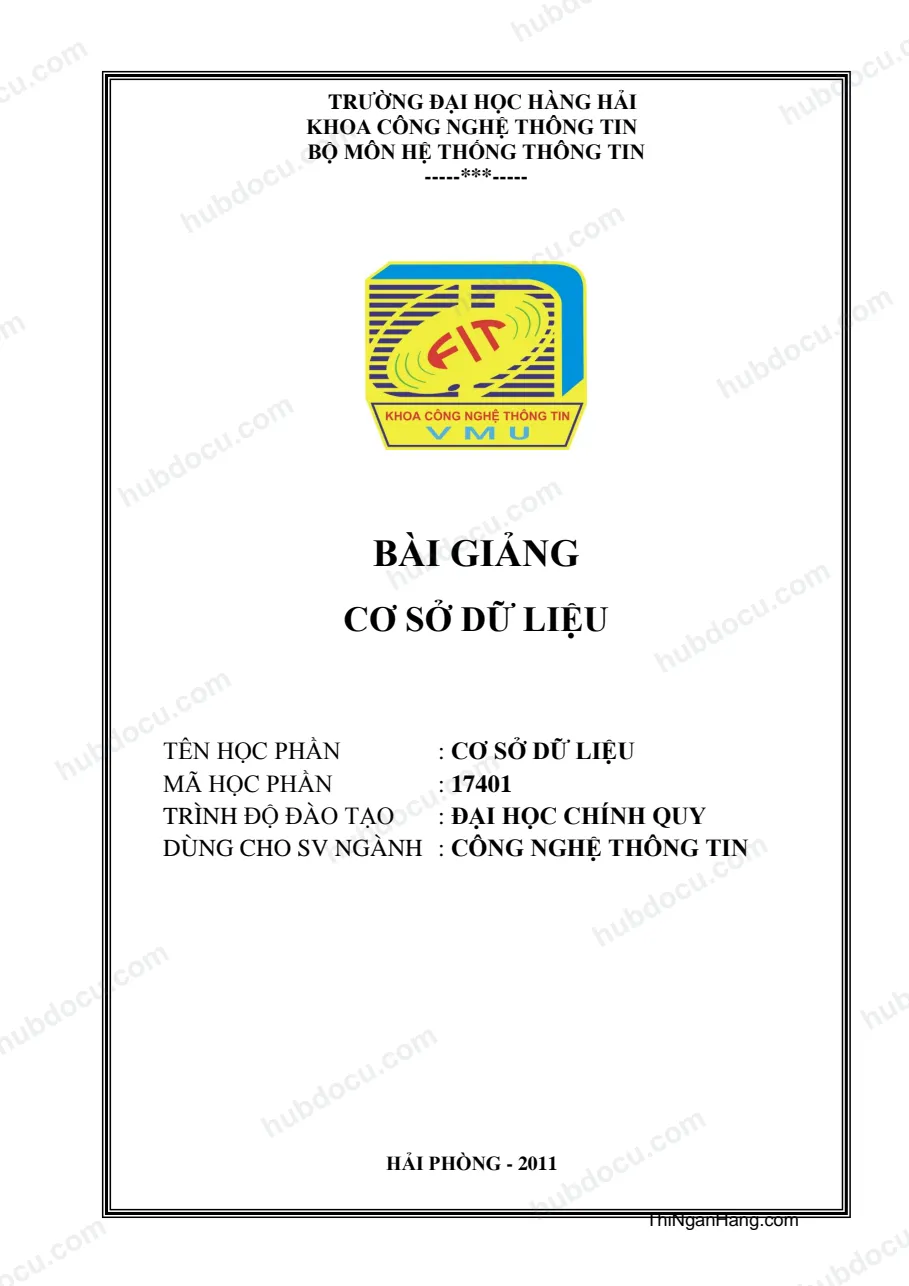 Bài giảng Hệ quản trị Cơ sở dữ liệu (CSDL)