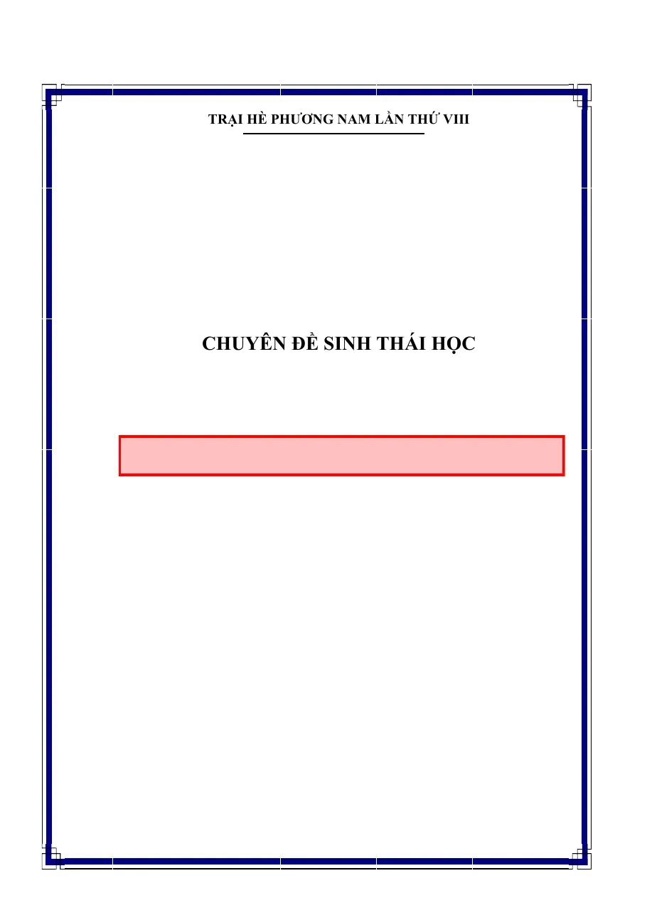Chuyên đề môn Sinh học - Sinh thái học - TG.Nhóm giáo viên Sinh học THPT Chuyên Bảo Lộc