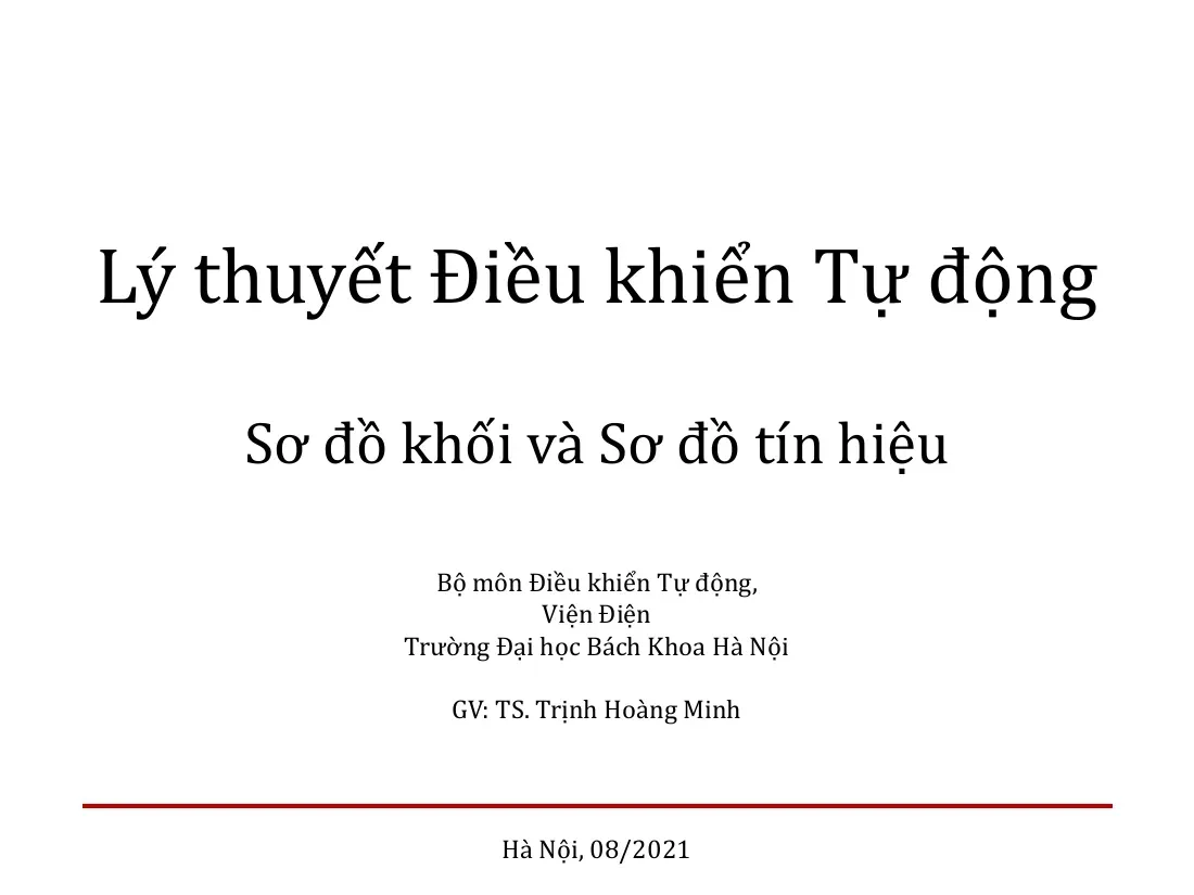 Block Diagrams and Signal Flow Graphs (03 Sơ đồ khối và sơ đồ tín hiệu) (Có đáp án) - Trịnh Hoàng Minh