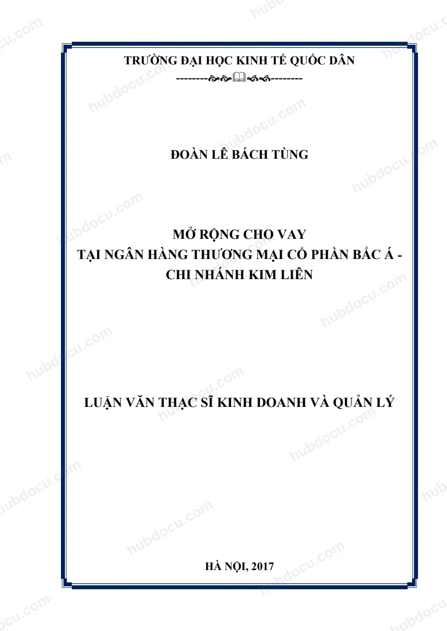 Mở rộng cho vay tại Ngân hàng TMCP Bắc Á (BacABak) - CN Kim Liên