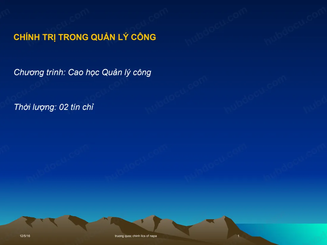 Bài Giảng - Chính Trị Trong Quản Lý Công