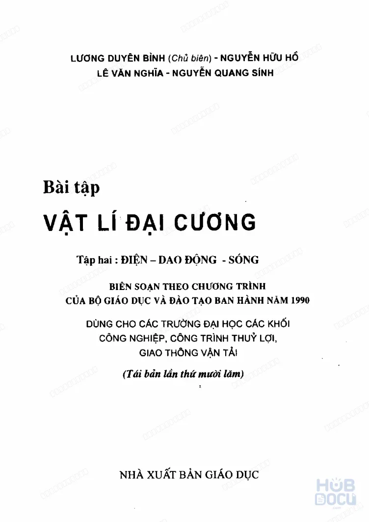 Bài tập Vật lý đại cương 2 - Thầy Lương Duyên Bình chủ biên
