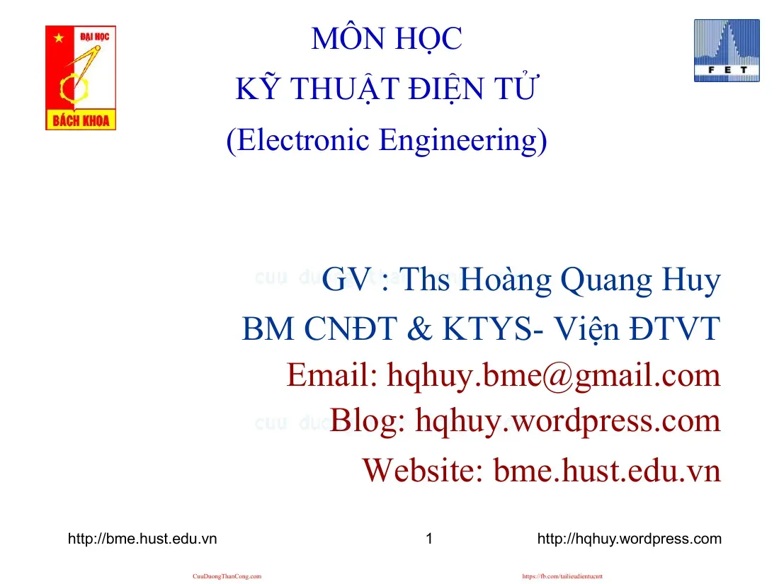 Ky thuat dien tu hoang quang huy et 2010 lession 0 introduction (0) - Hoàng Quang Huy