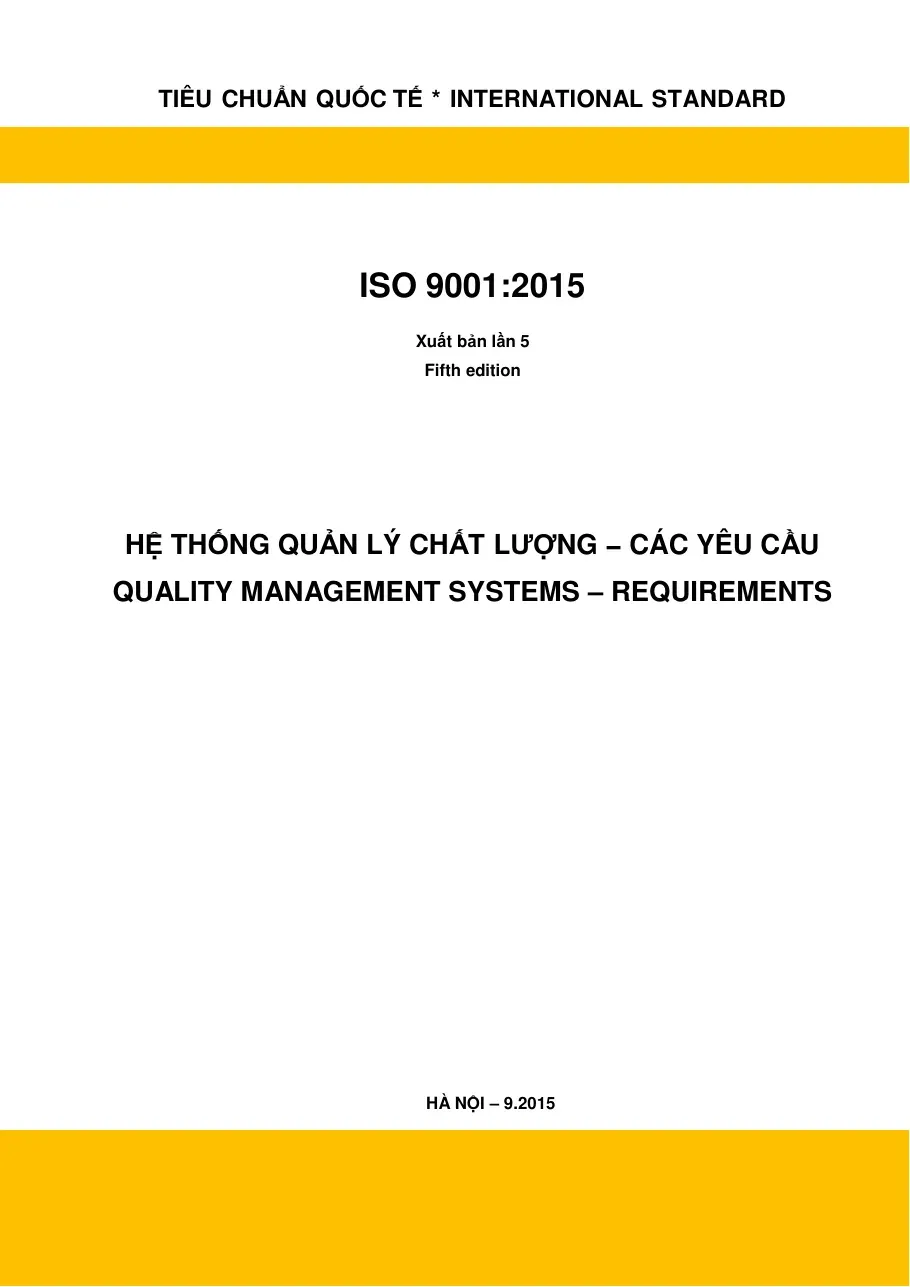 ISO 9001:2015 Quality Management Systems Requirements
