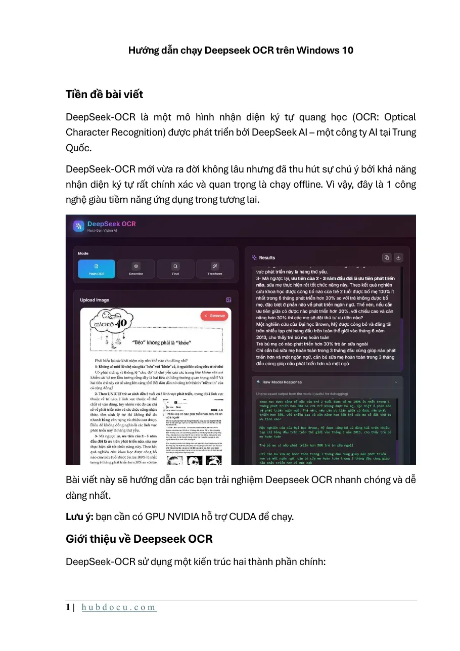 Hướng dẫn chạy Deepseek OCR trên Windows 10