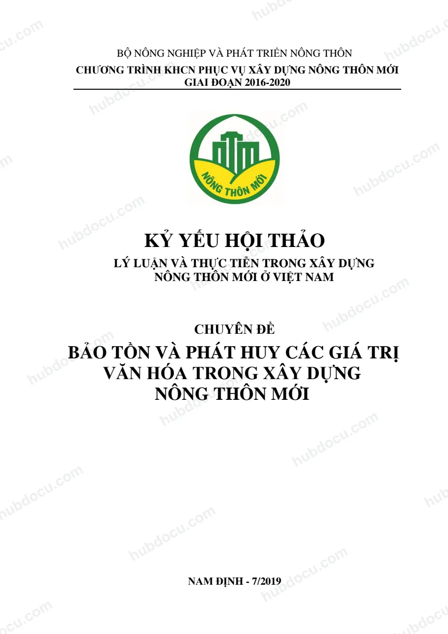 Chuyên đề bảo tồn và phát huy các giá trị văn hóa trong xây dựng nông thôn mới