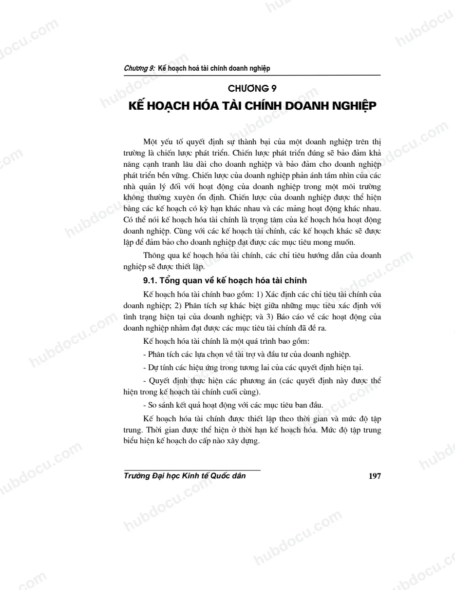 Chương 9. Kế hoạch hoá tài chính doanh nghiệp - Giáo trình tài chính doanh nghiệp (10 chương)