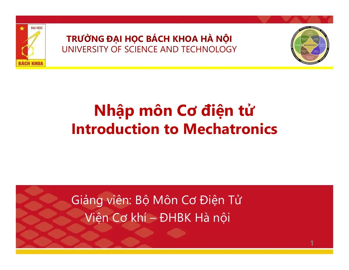 Nhập môn Cơ điện tử (Chương 1)