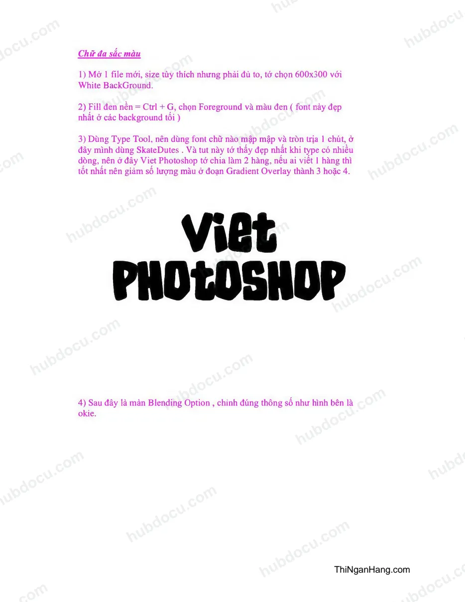 Tạo chữ đa sắc màu trong Photoshop
