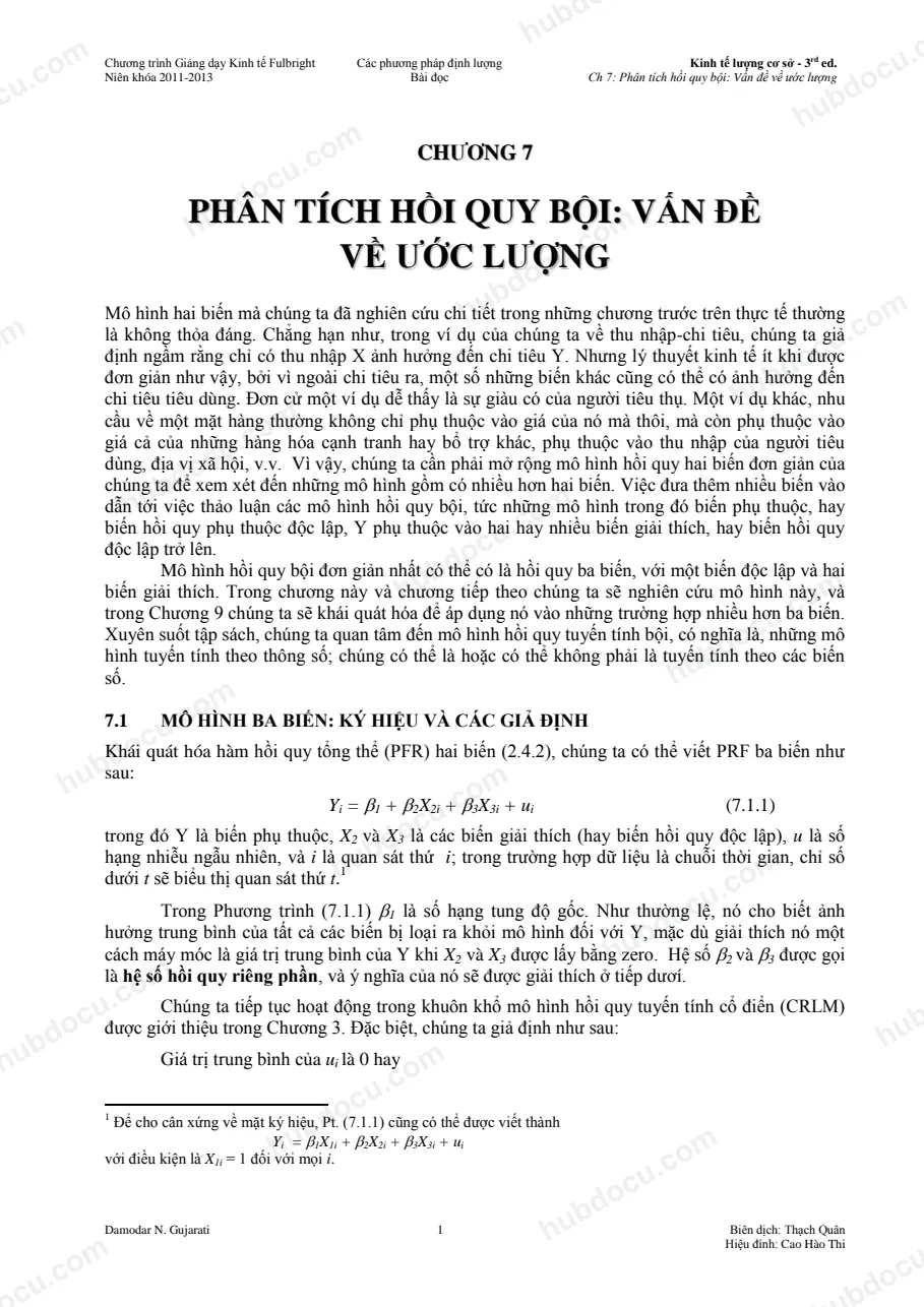 Phân tích hồi quy bội: Vấn đề về ước lượng - Full Bright