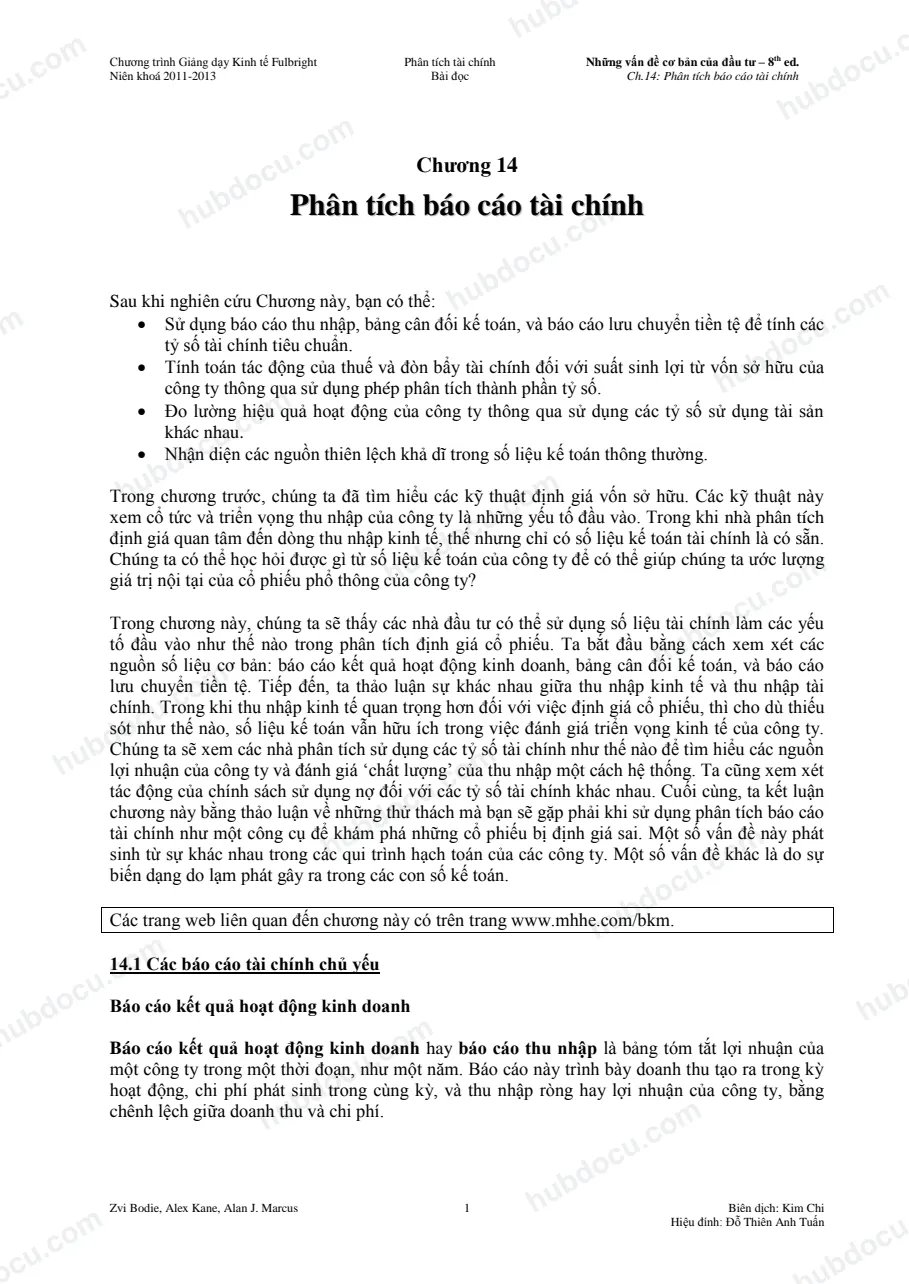 Phân tích Báo cáo tài chính - Full Bright