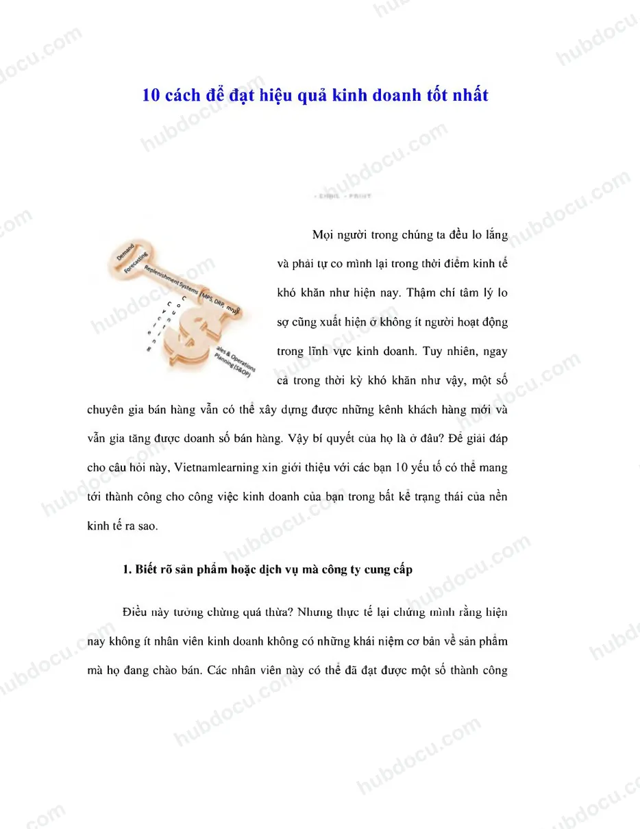 10 cách để đạt hiệu quả kinh doanh tốt nhất
