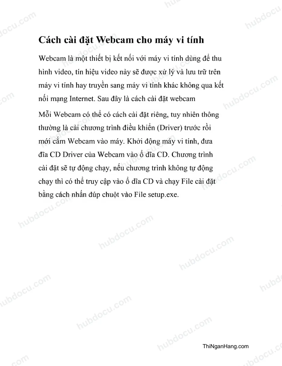 Cách cài đặt Webcam cho máy vi tính