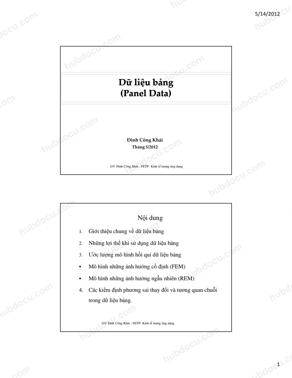 Dữ liệu bảng - Panel Data