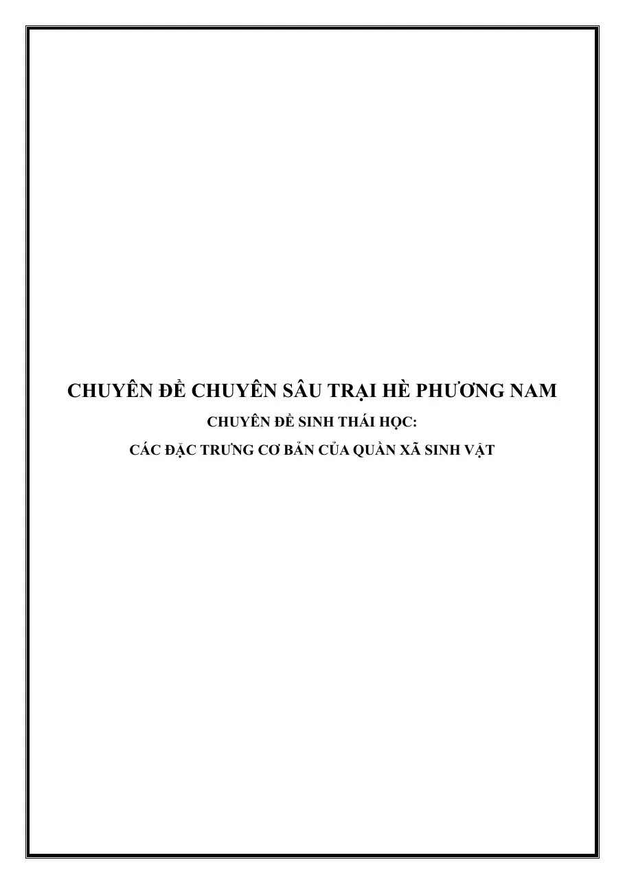 Chuyên đề môn Sinh học - Đặc trưng cơ bản của Quần xã Sinh vật