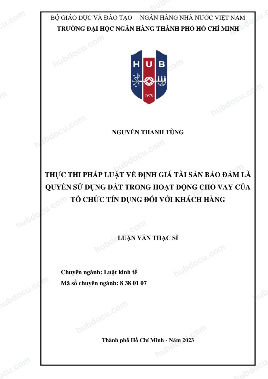 LVTS_Thực thi pháp luật về định giá TSĐB là quyền sử dụng đất trong hoạt động cho vay của TCTD