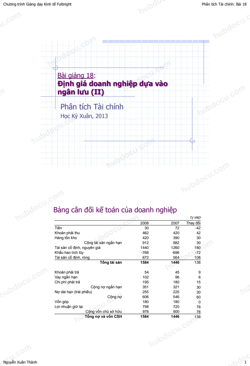 Định giá doanh nghiệp dựa vào ngân lưu (II) - Phân tích tài chính