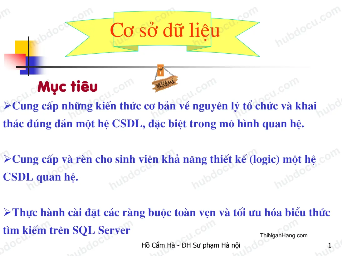 Bài giảng Cơ sở dữ liệu (CSDL) Full