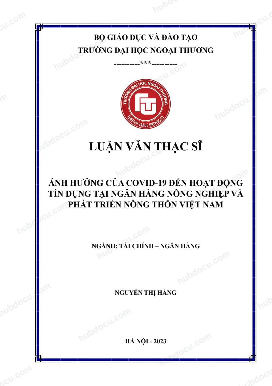 Luận văn thạc sĩ_ Ảnh hưởng của covid-19 đến hoạt động tín dụng tại ngân hàng Agribank