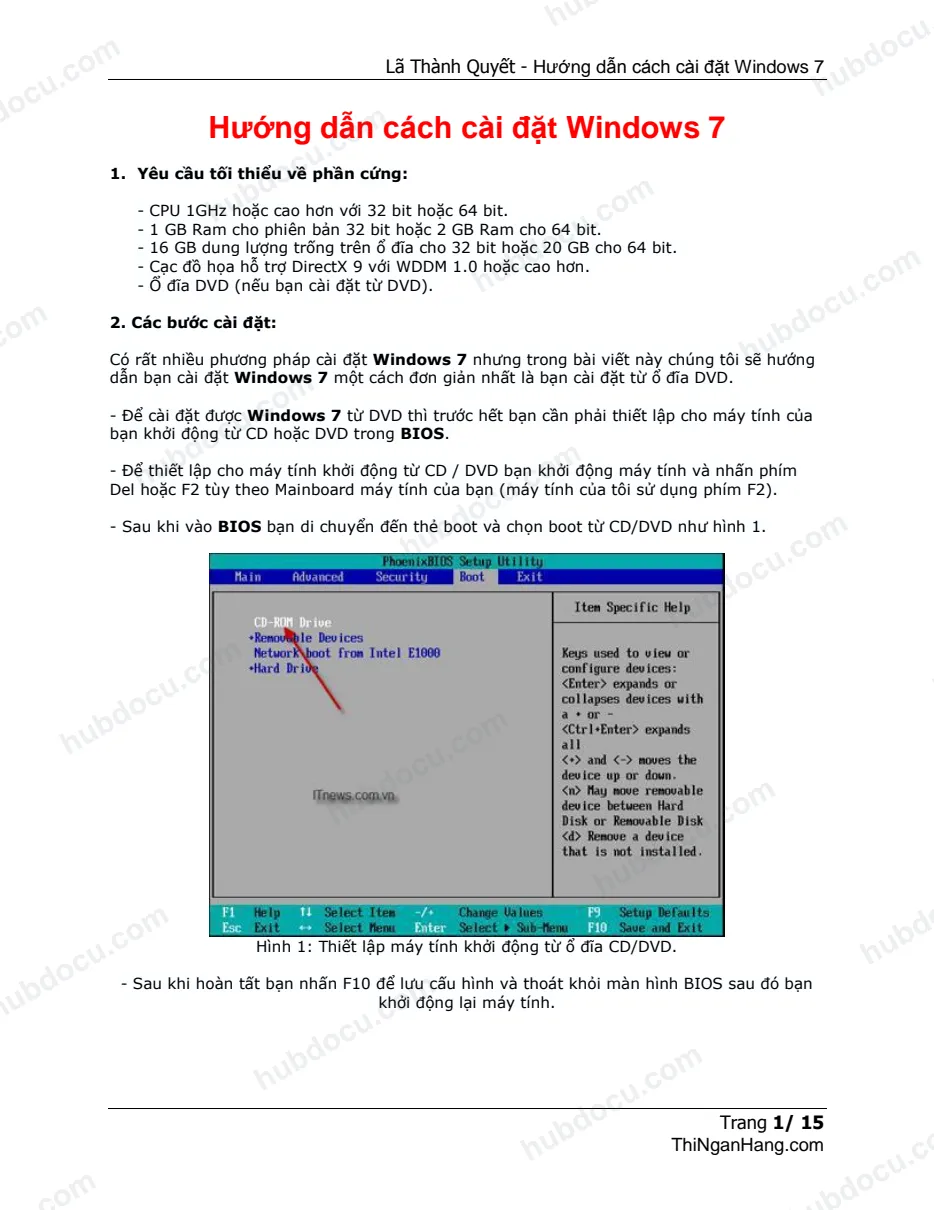 Hướng dẫn cách cài đặt Windows 7