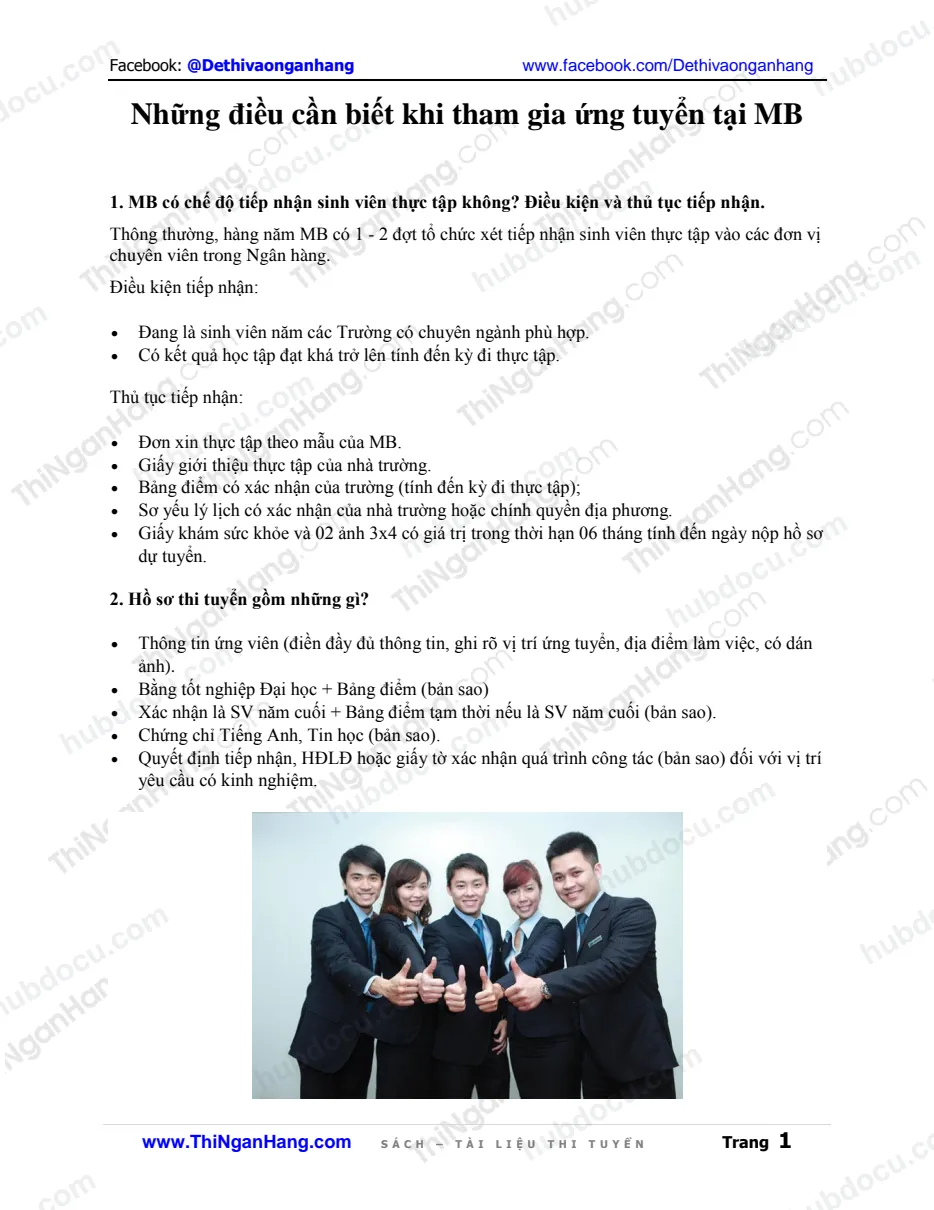 Những điều cần biết khi thi tuyển vào MB