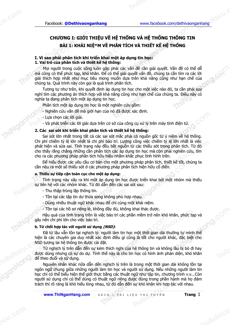 Giáo trình phân tích hệ thống thông tin