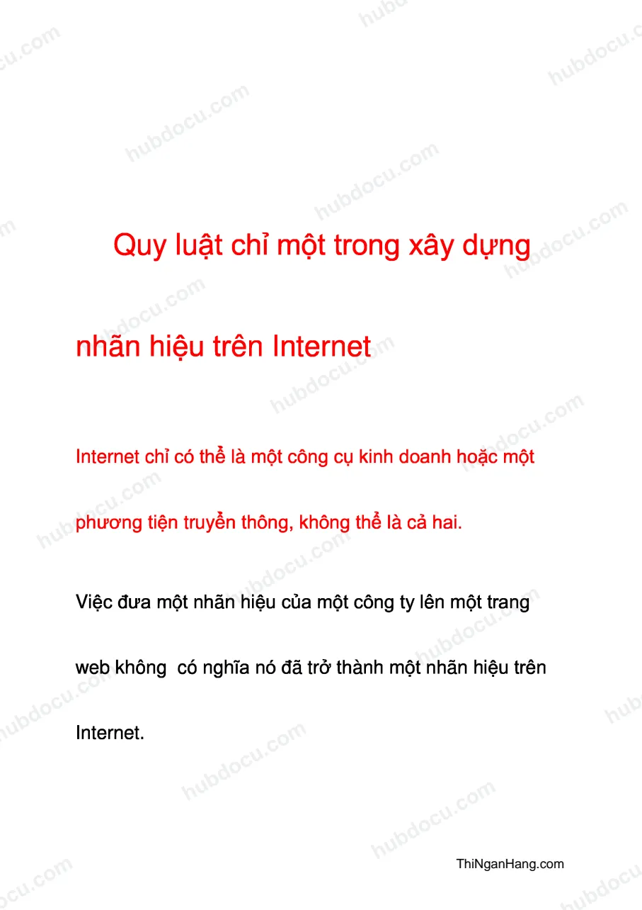 Quy luật chỉ một trong xây dựng nhãn hiệu trên Internet
