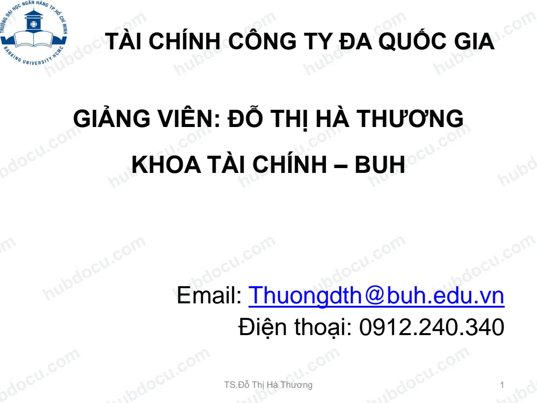 Bài giảng - Tài chính công ty đa quốc gia