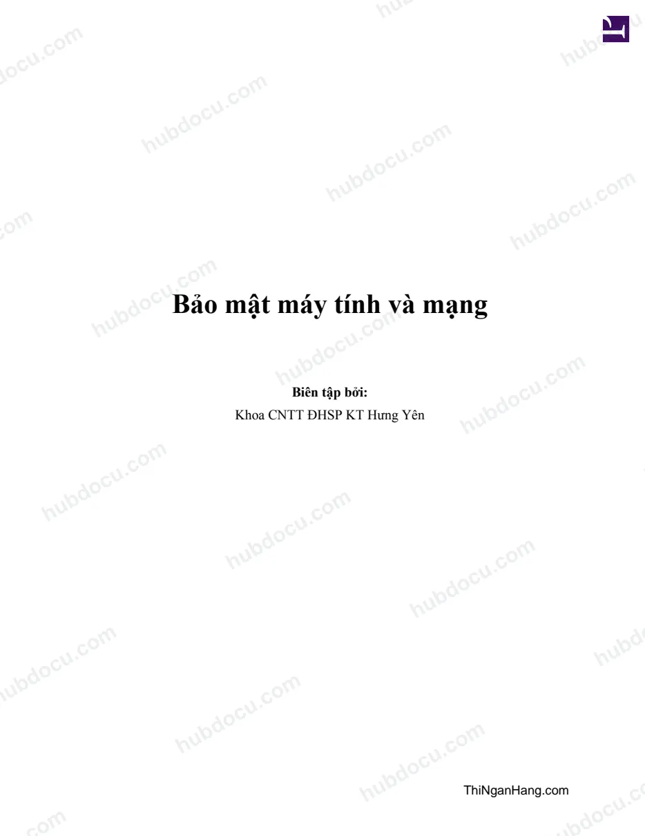 Giáo trình Bảo mật máy tính và mạng - ĐH Sư phạm kỹ thuật Hưng Yên