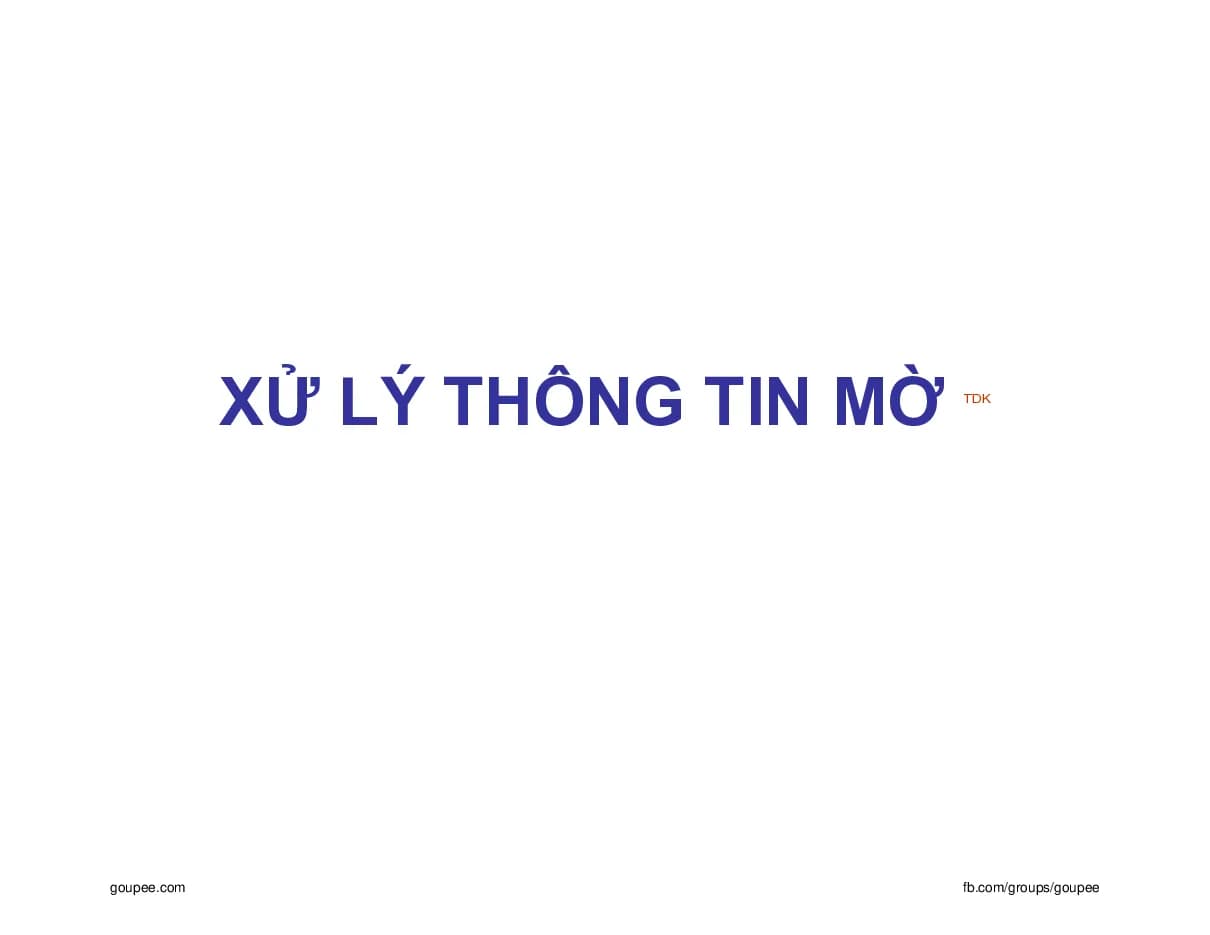 Slide Xử lý thông tin mờ HUST P2