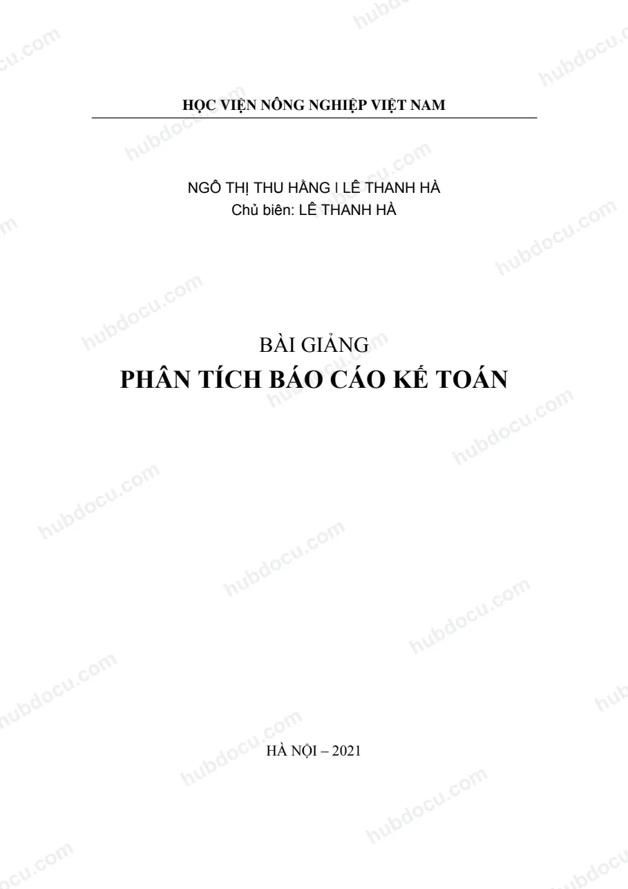 Bài giảng phân tích báo cáo kế toán