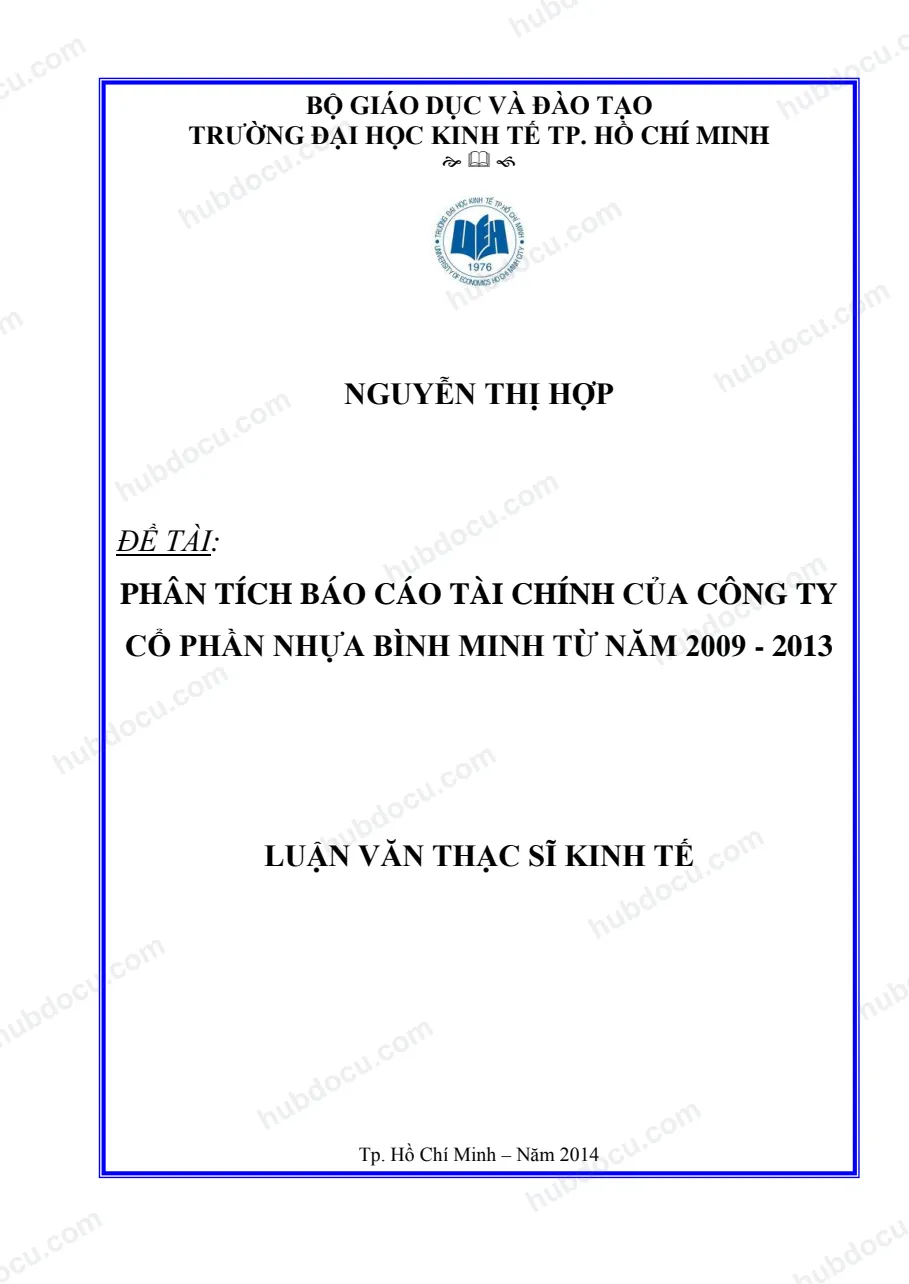 Luận văn thạc sĩ kế toán - Phân tích báo cáo tài chính công ty cổ phần nhựa Bình Minh