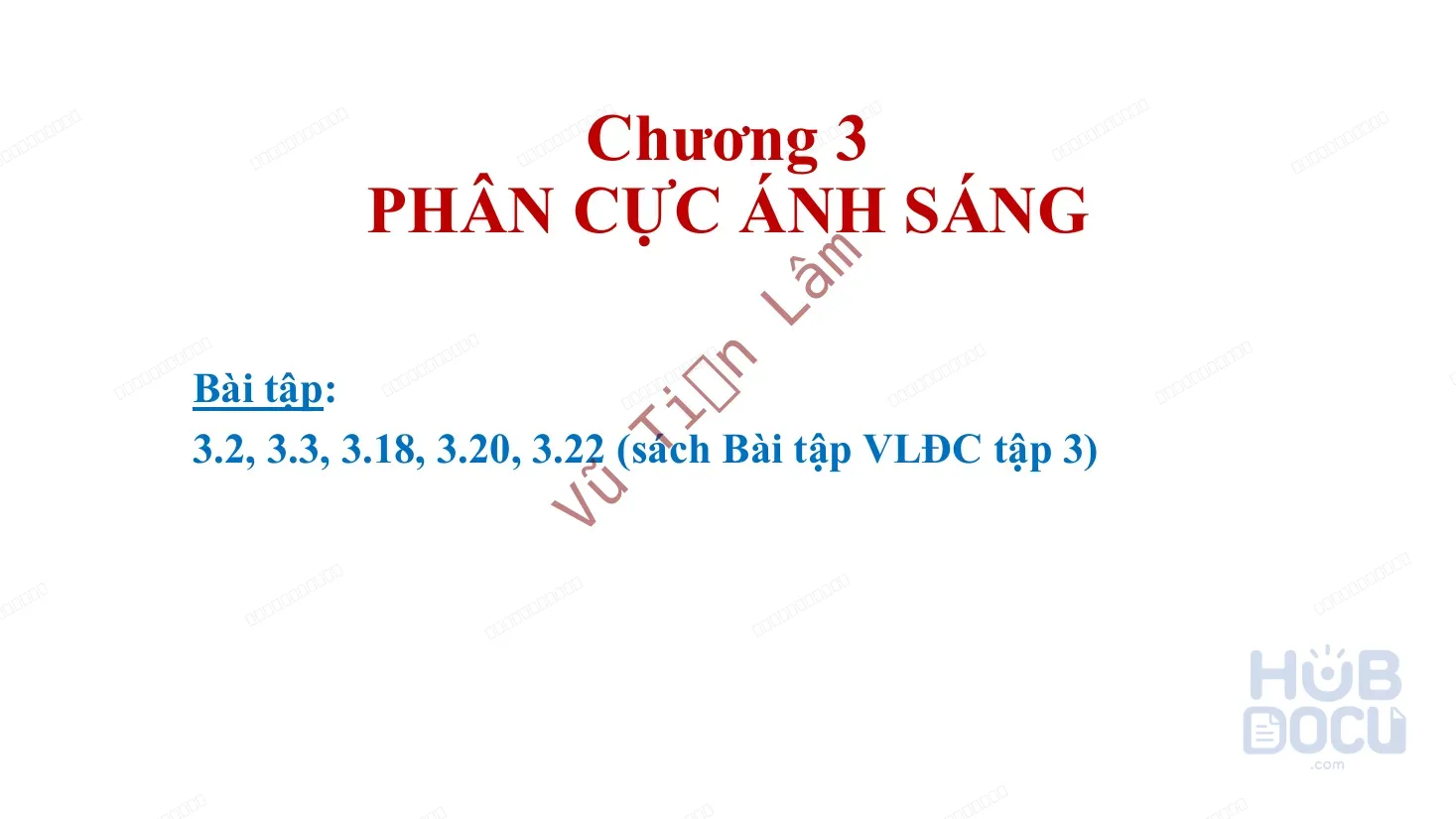 Giải bài tập Chương 3. Phân cực ánh sáng - Vật lý đại cương 3