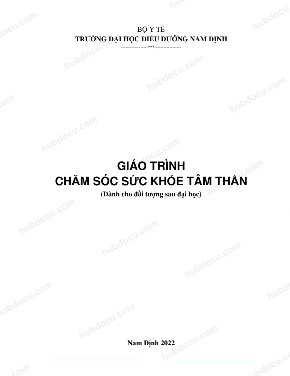 Giáo trình Chăm sóc sức khỏe tâm thần