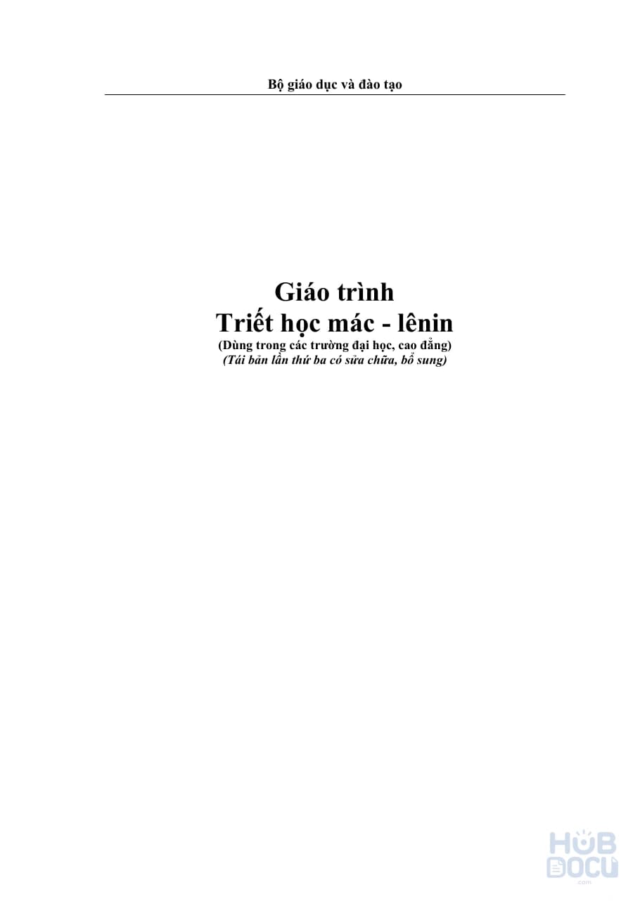 Giáo trình Triết học (dành cho các trường ĐH-CĐ)